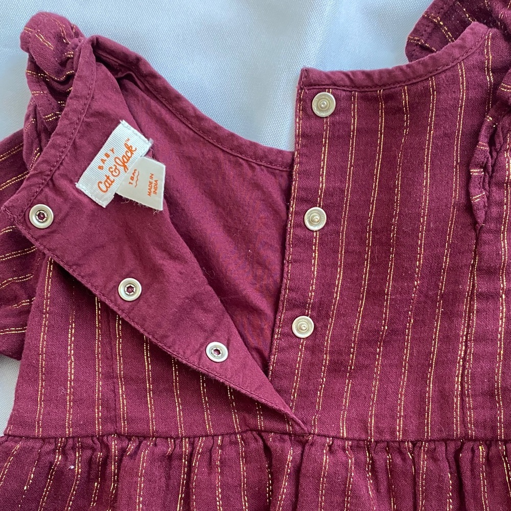 Cat & Jack Burgundy and Teal Toddler Dresses with Glitter 18 Months 4 pieces - Picture 3 of 13